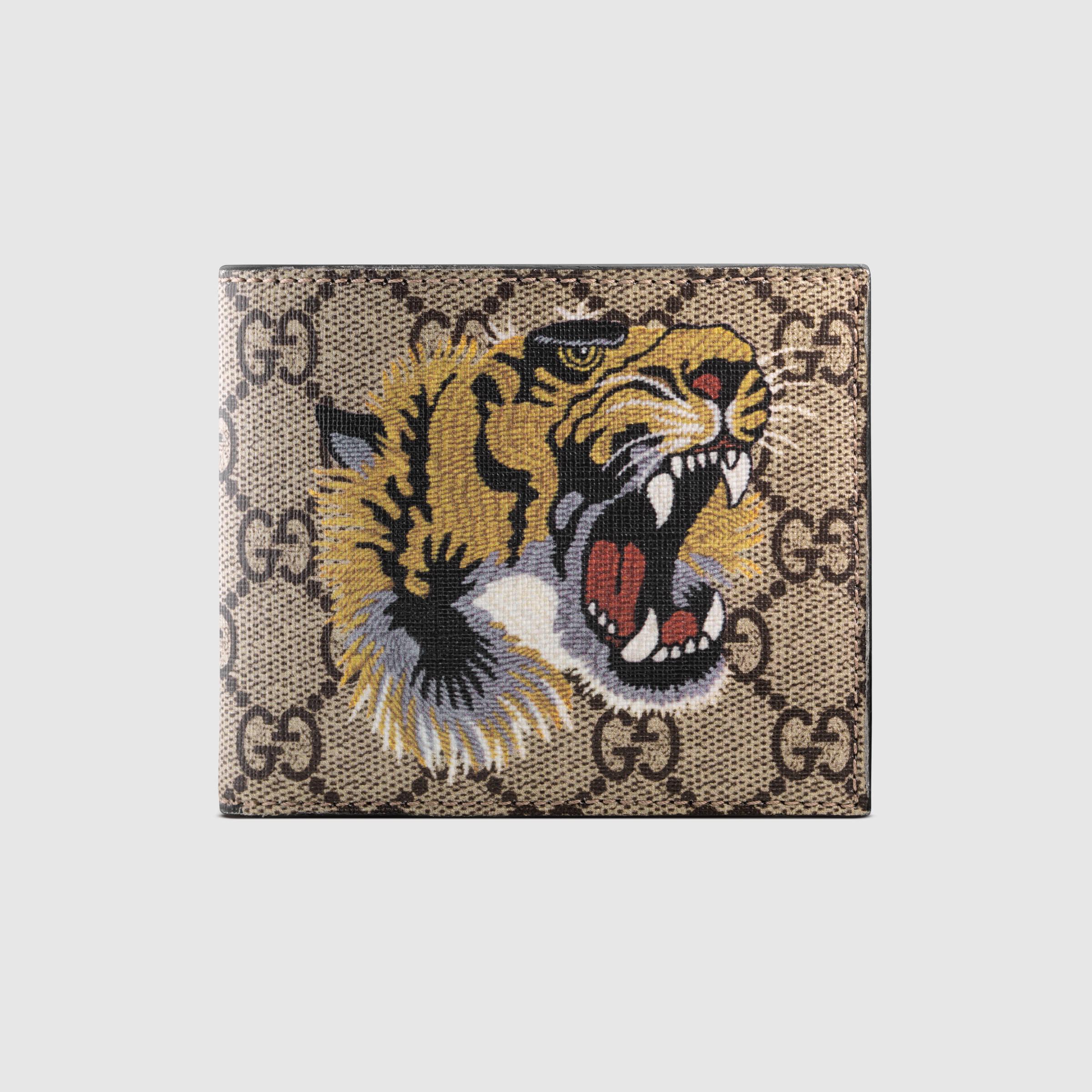 Gucci Tiger Print Gg Supreme Wallet for Men Lyst